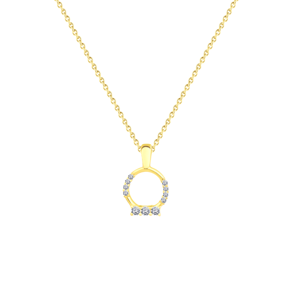 Central Circle with Multi Diamonds Necklace in Yellow 18 K Gold - S-P236SON
