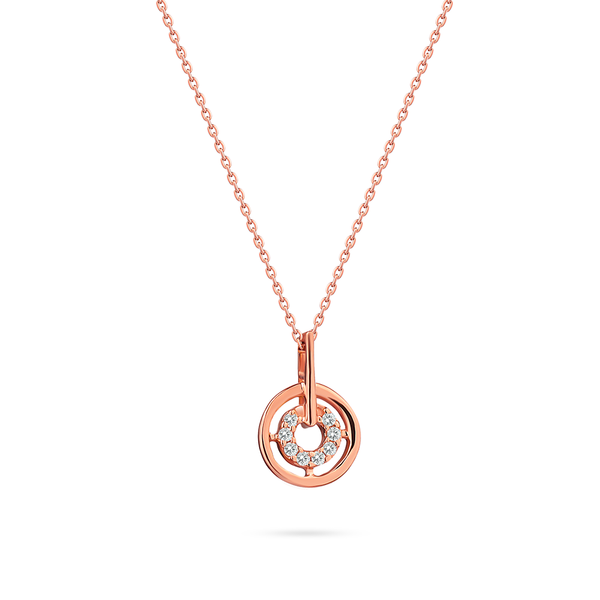 A unique necklace with centered diamonds in a circle in 18K Rose Gold - S-P278S/R