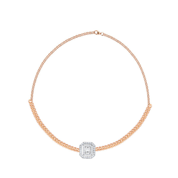 18K Rose gold Diamond Necklace - S-P280S