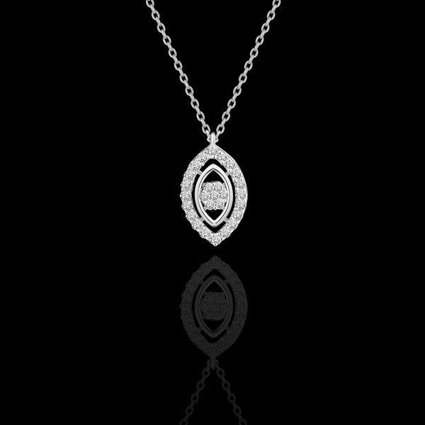 Classic Summer dangling Eye shape Diamond Necklace in 18k White Gold White gold / S-P370SE
