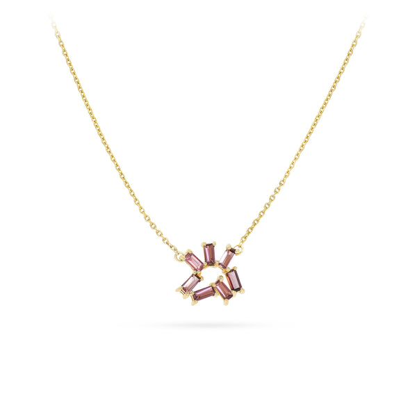 Irregular Shaped Pink amethyst Necklace - S-P390SON