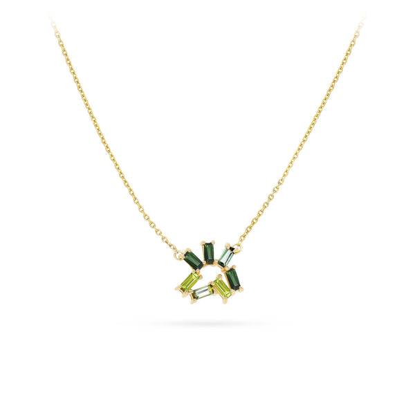 Irregular Shaped Emerald Stones Necklace - S-P390SON