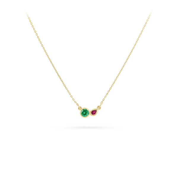 Welded Gold Necklace with Colored Stones - S-P460SON