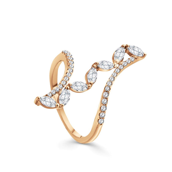 Beautiful Connected Diamond Ring in Rose gold - S-R104B