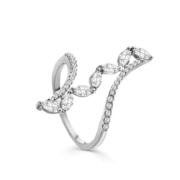 Beautiful Connected Diamond Ring in White gold - S-R104B