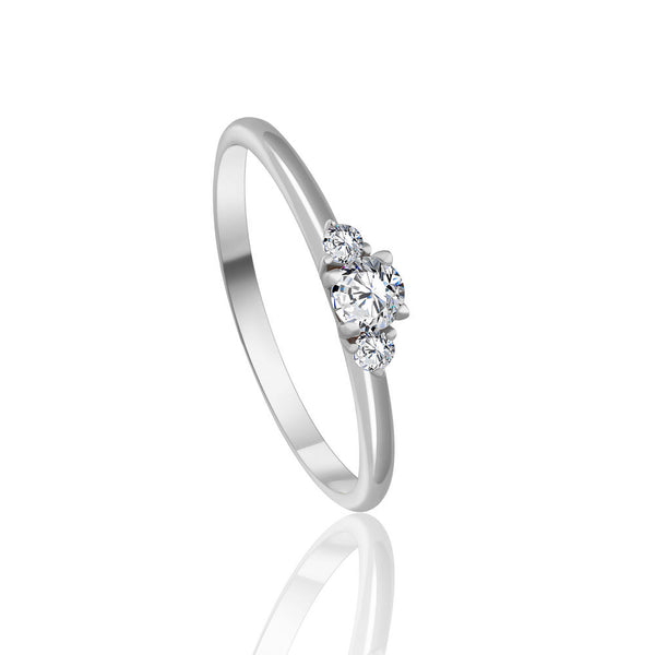 Multi Diamond Promise Ring in White 18 K Gold - S-R158X