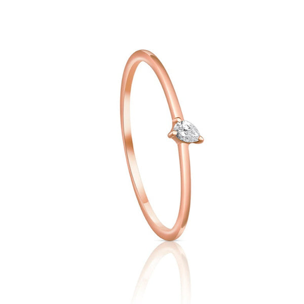 Central Oval Diamond Rings in Rose 18 K Gold - S-R176SON