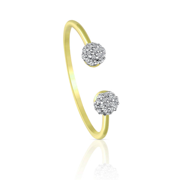 2 diamond beads free size Ring in Yellow 18 K Gold - S-R177SON