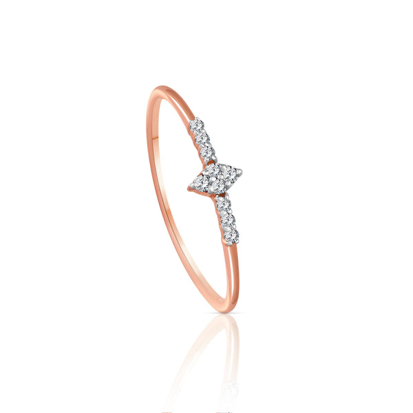 Precious center stone with diamond bars Rings in 18K Rose Gold - S-R179SON