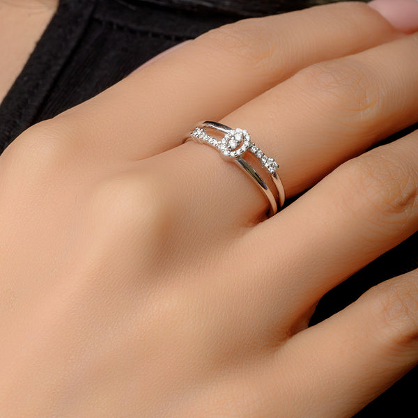 18K White Solitaire Diamond Ring - S-R326S