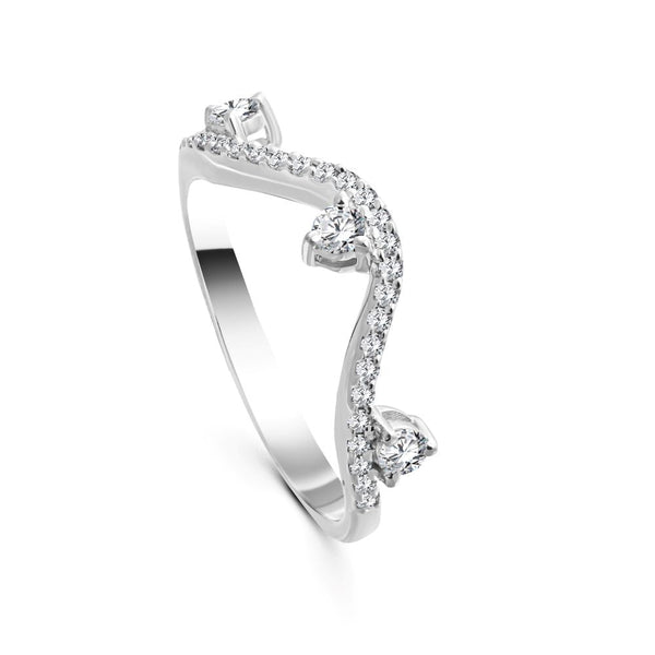 Wavy Diamond Ring in White gold - S-R330S
