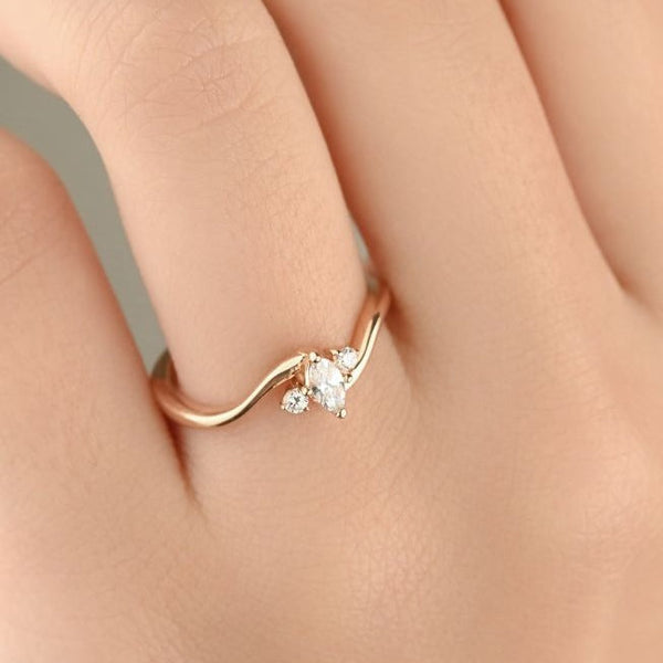 Elegant 2 lines gold ring 18K Yellow, Rose & White Gold - S-R349X