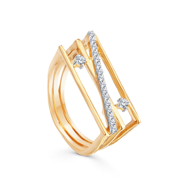 18K Yellow gold Diamond Ring - S-R393S