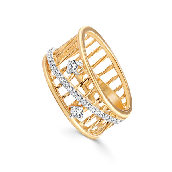 18K Yellow gold Diamond Ring - S-R402S