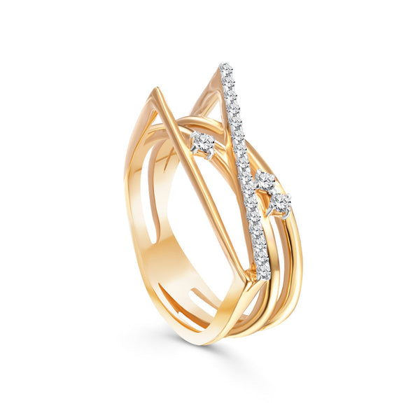 18K Yellow gold Diamond Ring - S-R404S