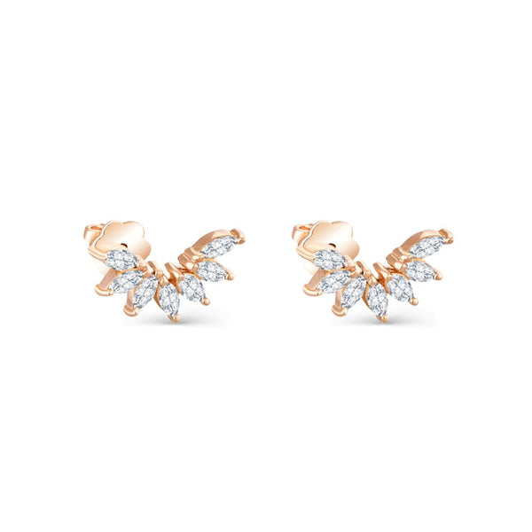 Flowral Shaped Diamond Earrings in Rose gold - S-X015E