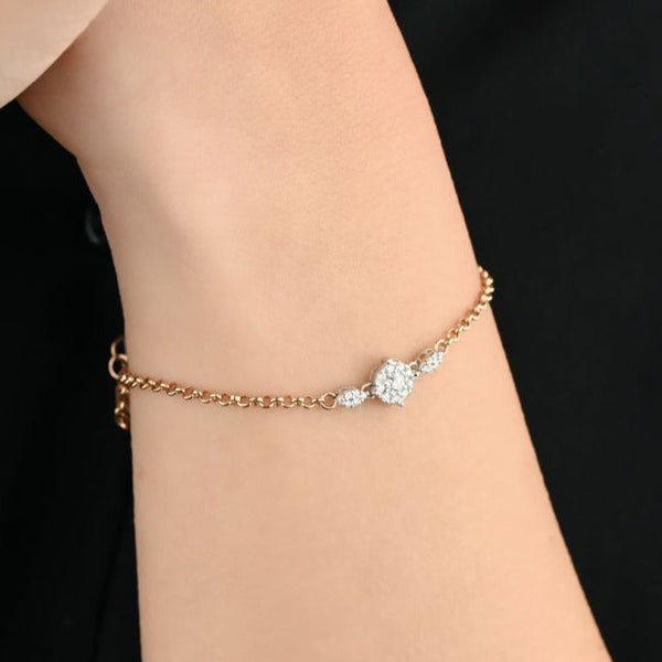 Simple diamond bracelet in 18 Rose gold - S-X043B