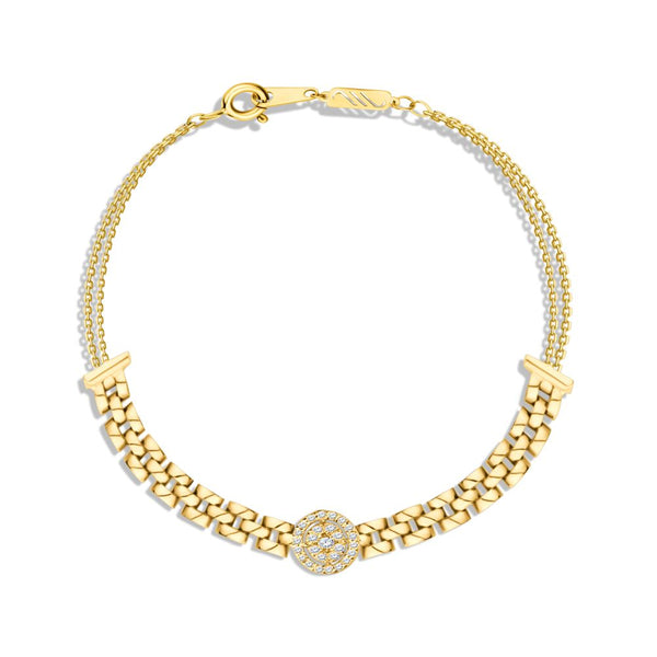 Shinny Diamond Center Bracelet in Yellow gold - S-X109B