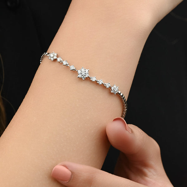 Crown Shaped Diamond Bracelet in 18k White gold - S-X114B