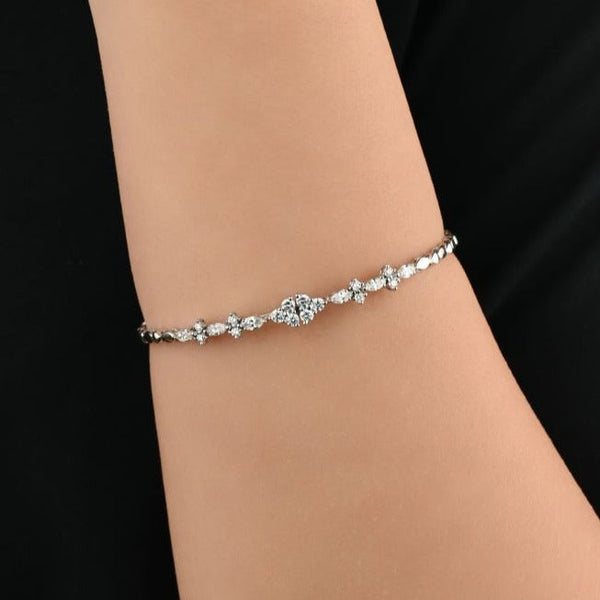 Unique irregular diamond bangle - S-X117B