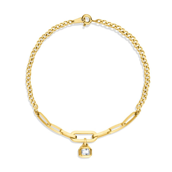 Timeless irregular gold bracelet with a diamond-shaped piece - S-X121B