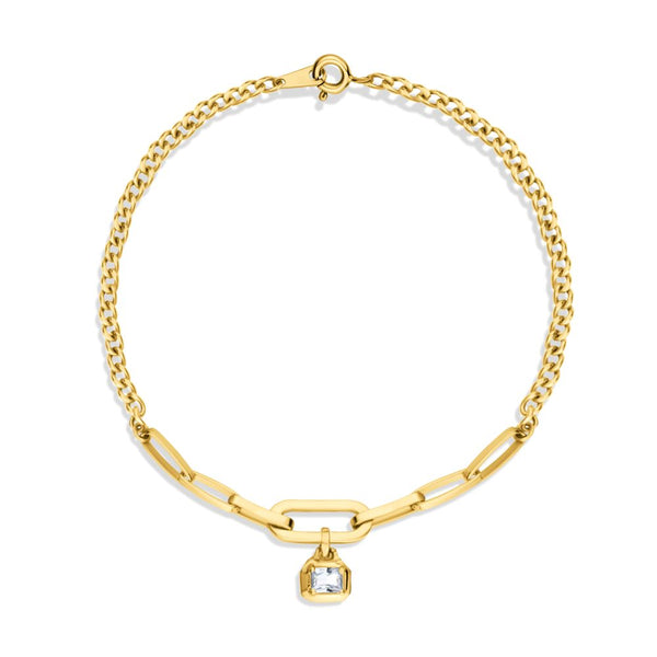 Timeless Irregular Gold Bracelet With a Diamond Shaped Piece In 18K Yellow Gold - S-X121B