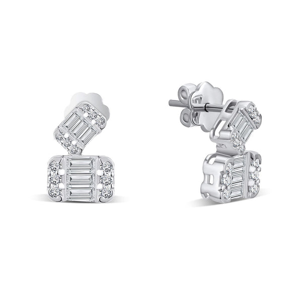 18K White gold Diamond Earring - S-X163E