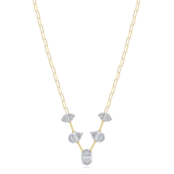 An 18K yellow gold diamond necklace with a V-shaped pendant - Siran By IRAM
