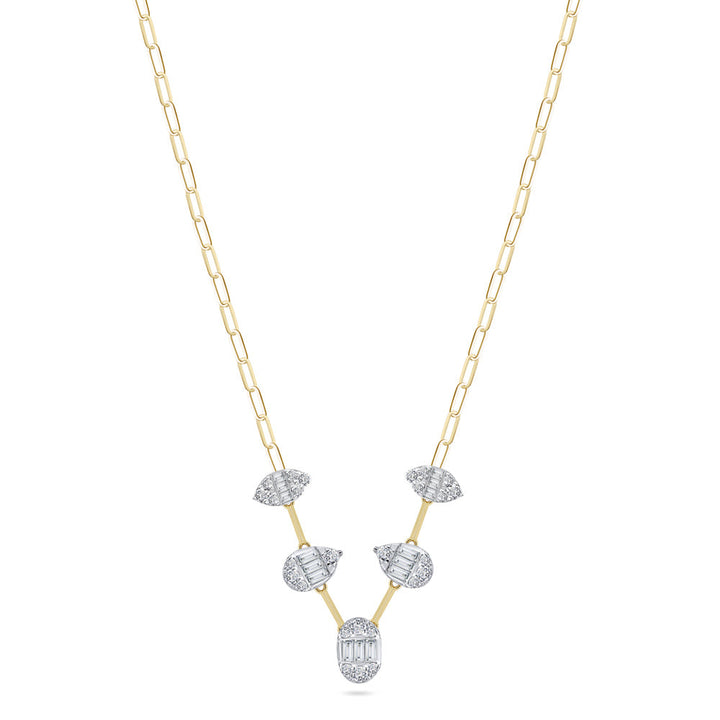 An 18K yellow gold diamond necklace with a V-shaped pendant - Siran By IRAM