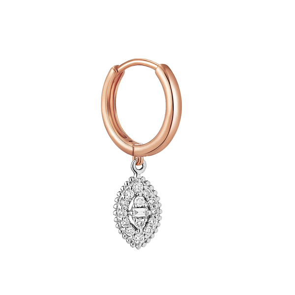 Single Dangling Oval Shaped Piercing with 1 baguette diamond in 18K Rose Gold - S-X48E