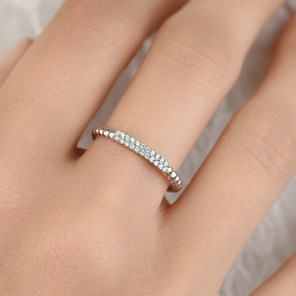 Beaded diamond ring in 18k White gold - SIR1070