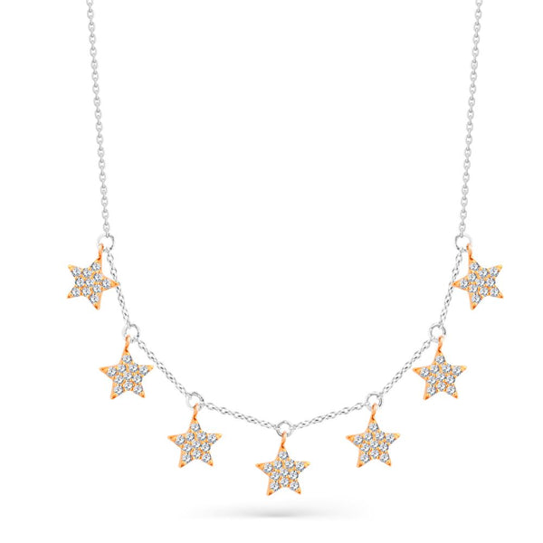 Dangling Stars Necklace in 18K White Gold - SIR1104/P