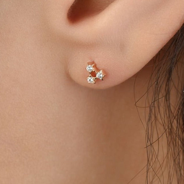 Diamond trianglel Shaped Stud in 18K Rose Gold - SIR1297