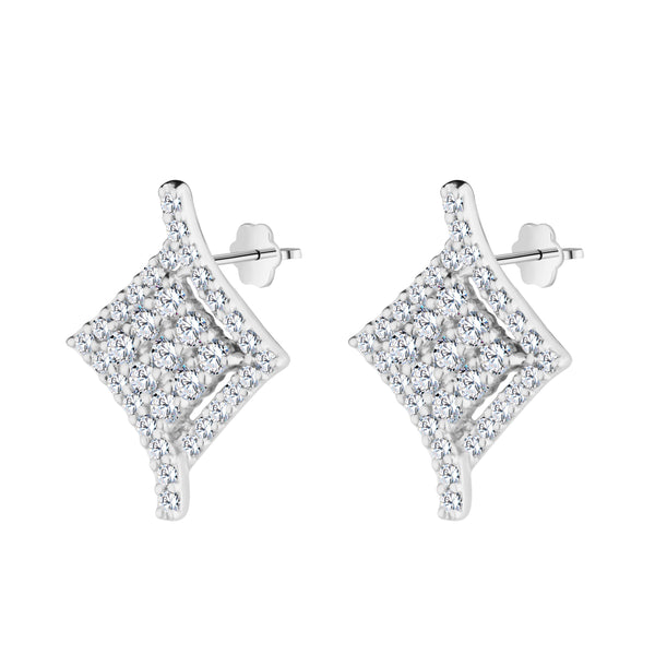 Rhombic shape Earring in 18k White gold - SIR751