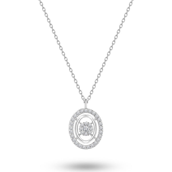 Classic Summer dangling Diamond Necklace comes with a set in 18k White Gold - S-P370SC