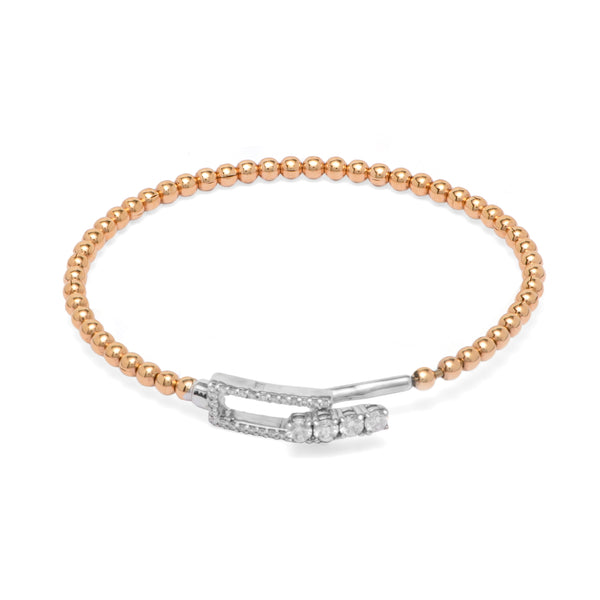 Beaded Diamond Bangle in 18K Rose Gold - SIR1063