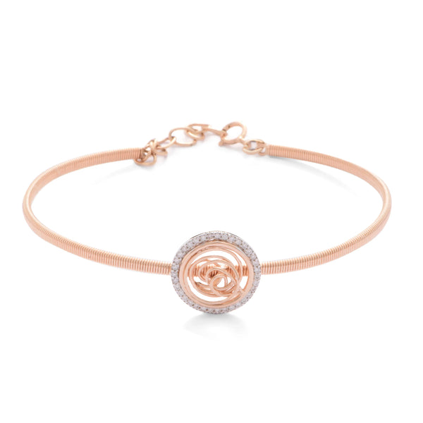 Diamond Circular Tirette Bangle Bracelet in Rose 18 K Gold - S-X24B