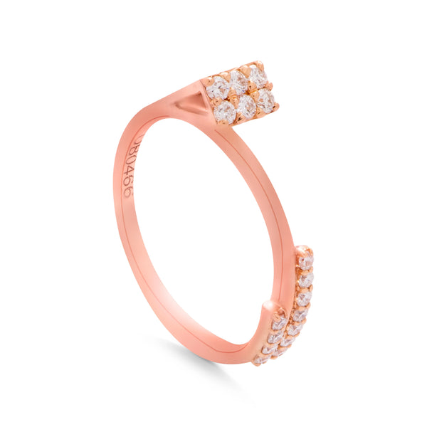 Pharaonic Diamond Lotus shapped Ring in Rose 18K Gold - OB0466