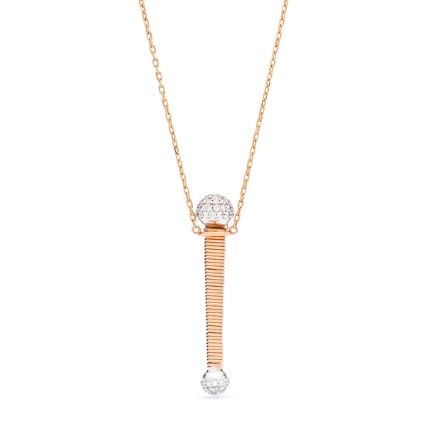 Dazzling Diamond Spiral Microphone necklace in ROSE 18K Gold - S-P124B