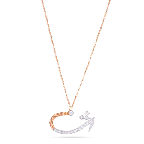 Diamond arabic initial Th necklace in 18k rose gold - SIR1700