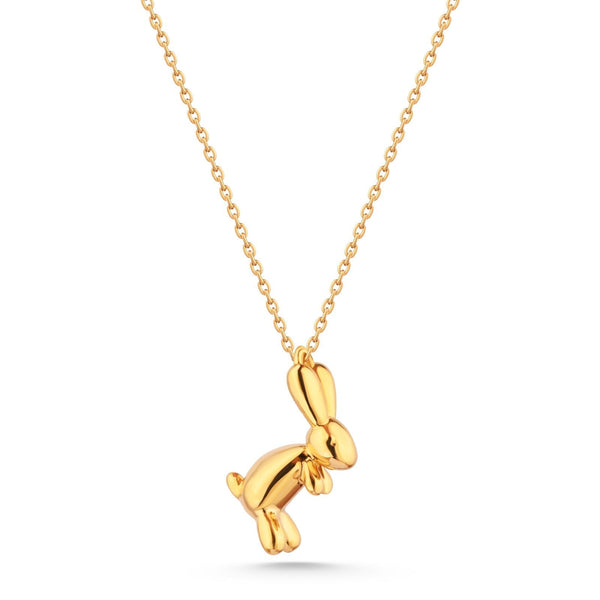 Balloon rabbit in 18k Gold Necklace - J-P032GB