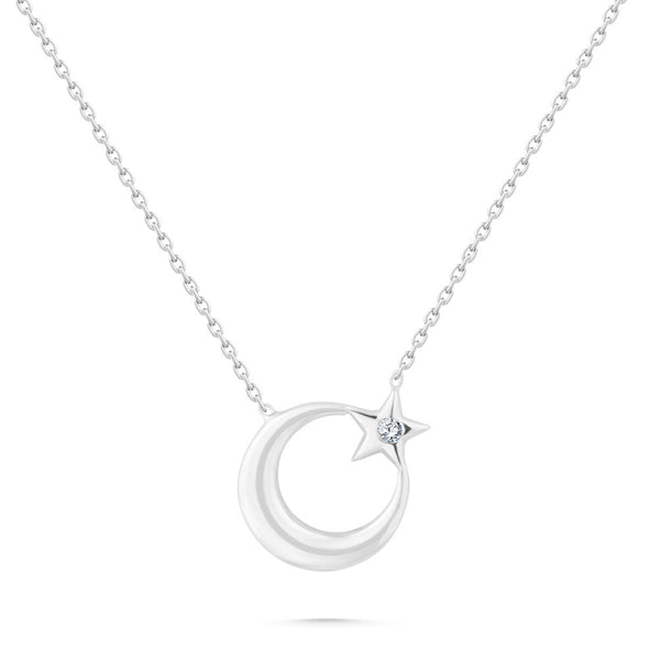 Dangling Star Necklace in 18K White Gold - YT242837K