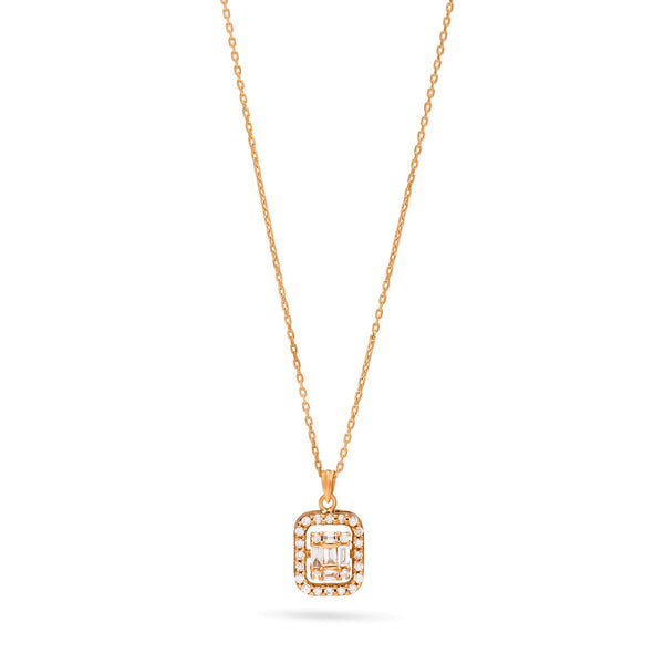 Dangling Diamond square necklace Rose gold 18K / S-PN026S