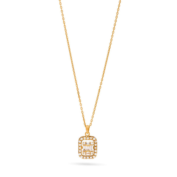 Dangling Diamond square necklace Yellow gold 18K - S-PN026S