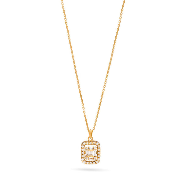 Dangling Diamond square necklace Yellow gold 18K / S-PN026S