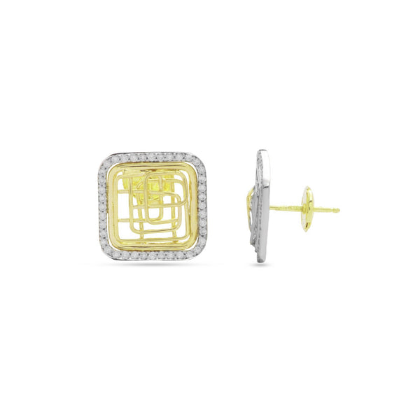 Tirette Square Shapped shinny Diamond Earring in 18K Yellow Gold - SIR1012EC