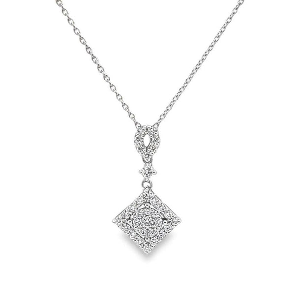 Precious Square Diamond Necklace in 18K White gold - S-P380S