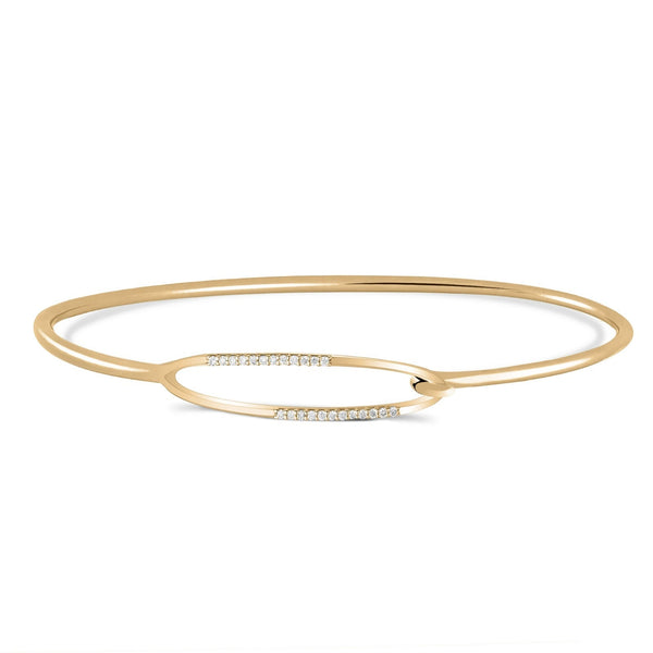 Long Oval Shaped Diamond Bangle in 18K Rose Gold - S-B191S