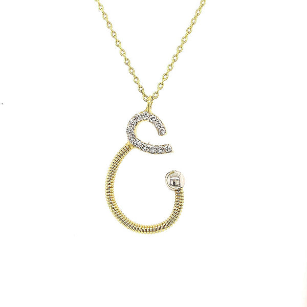 Letter E'een oustanding diamond necklace in Yellow 18 K Gold - SIR1705