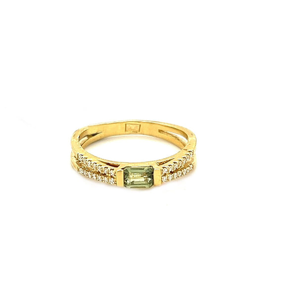Double Layered Emerald and Diamonds Ring in 18K Yellow Gold - S-R220SB